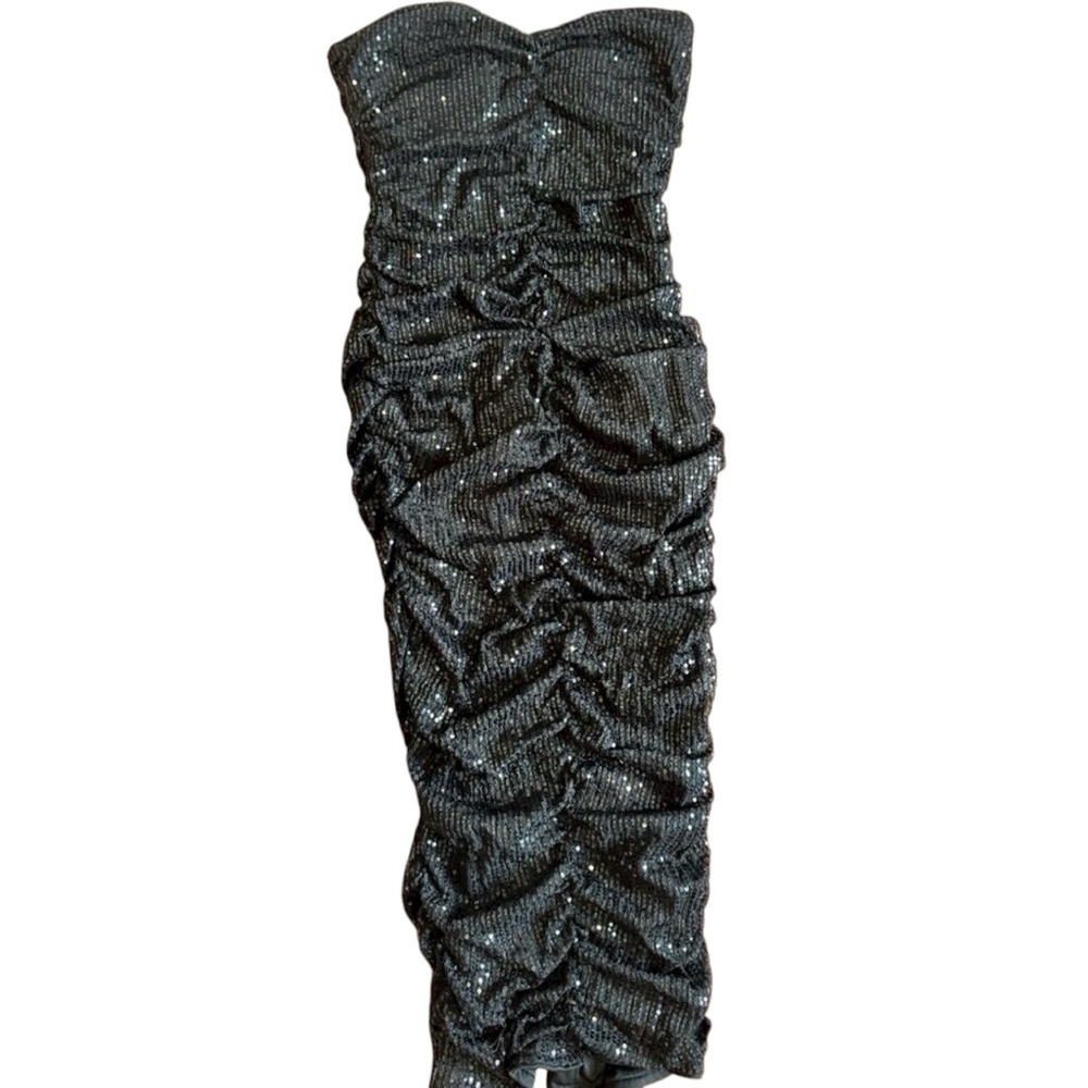 WINDSOR black Sequin Ruffled Tube Dress